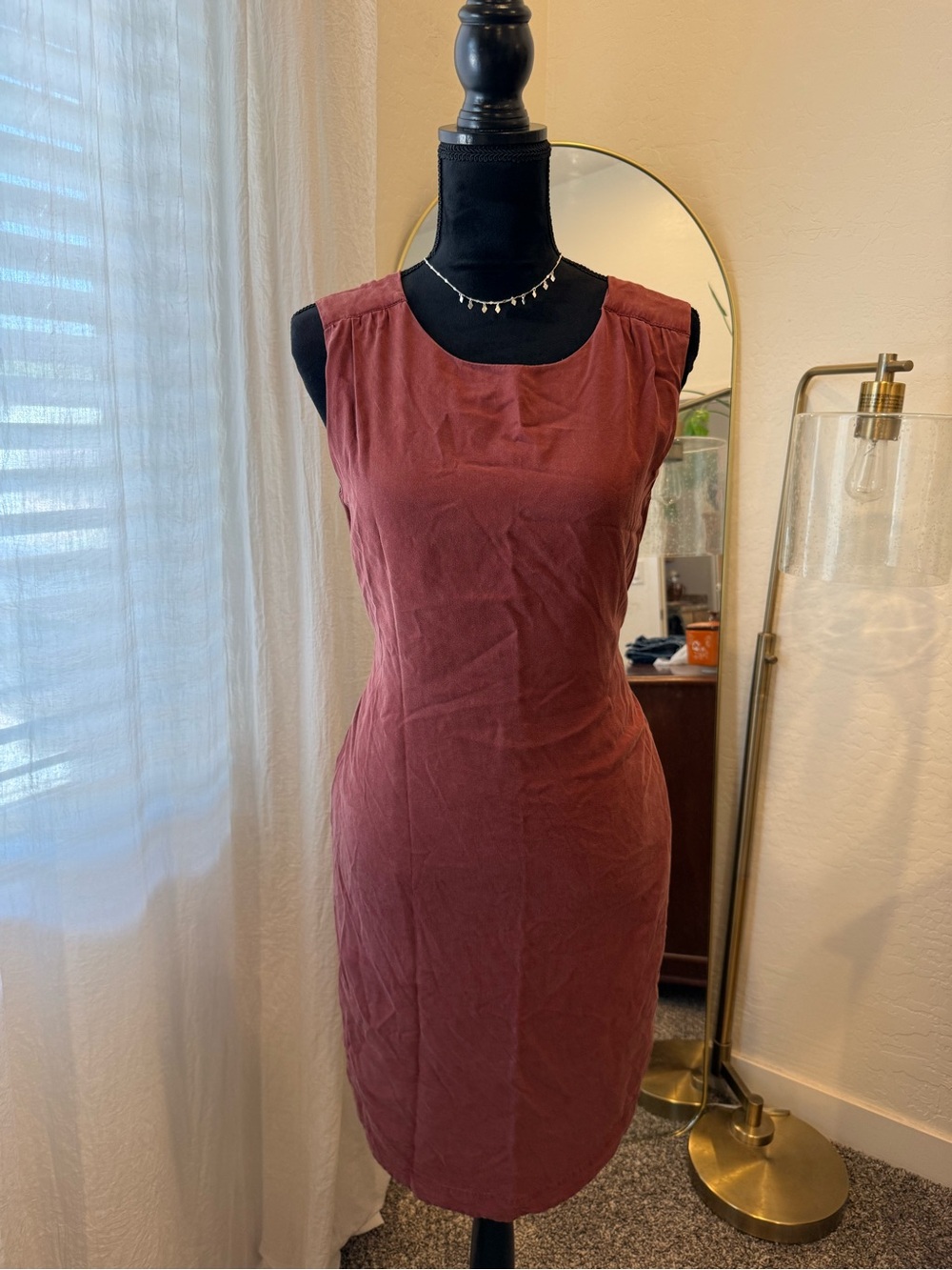Bridge & Burn Sleeveless Rust/Maroon Sheath Dress Tie Back